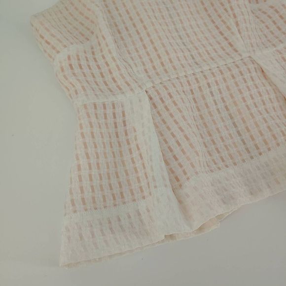 Anthrpologie Maeve White Sleeveless Basket Weave Peplum Top Sz 6P - Picture 2 of 9